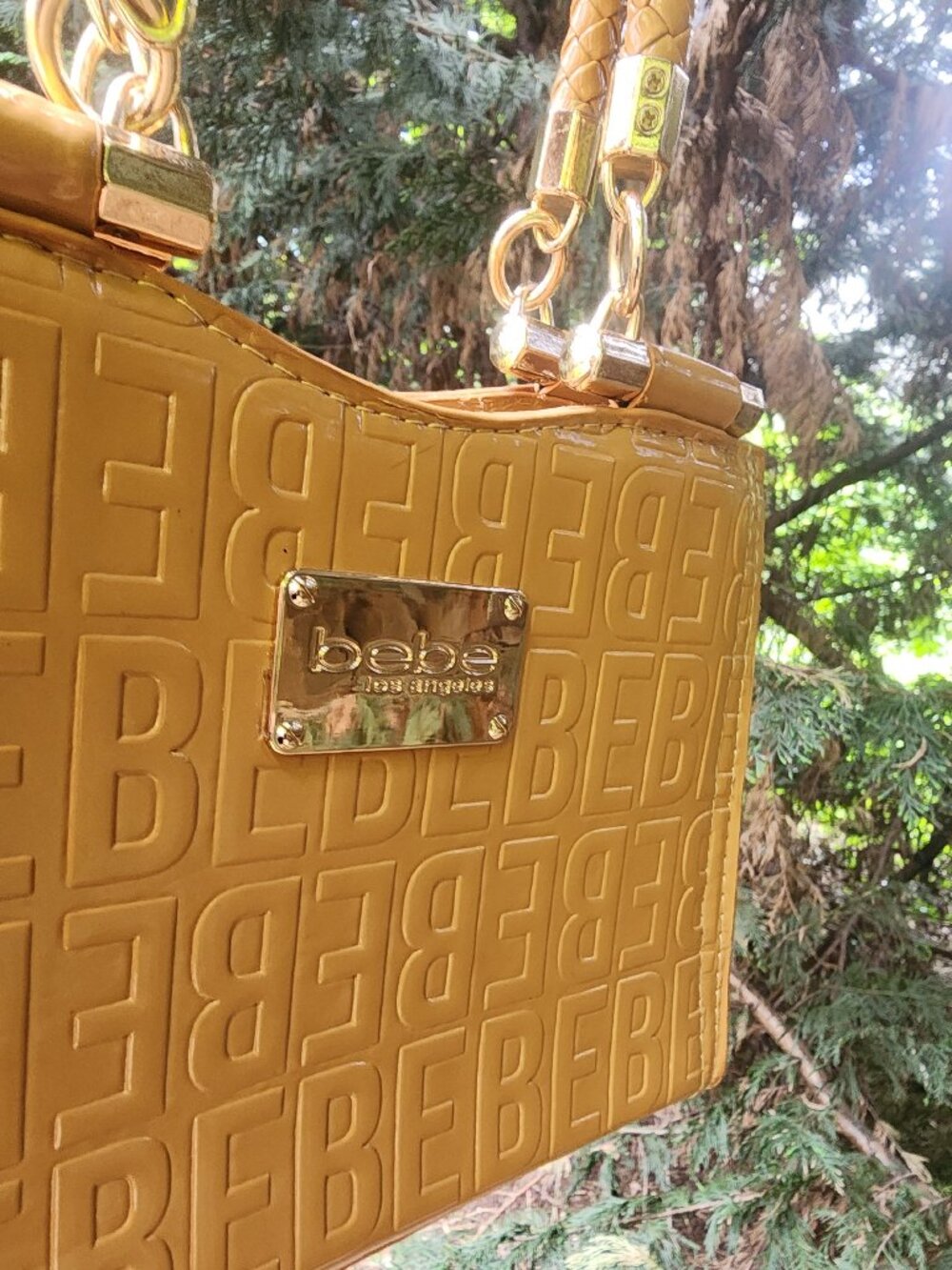 *NWOT* BEBE Women's Small Caramel Patent dual handbag & crossbody purse - Picture 1 of 16